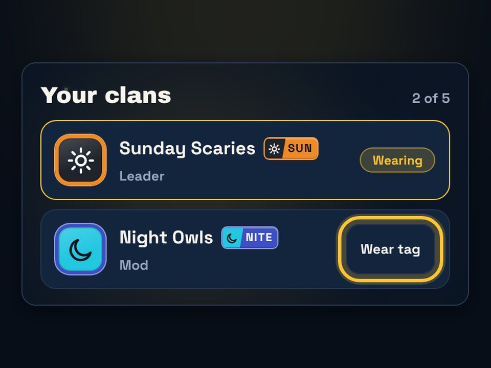 Clan row with the Wear tag button