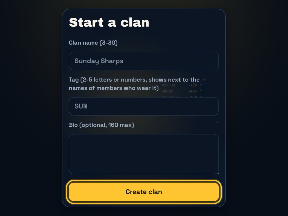 Start a clan form