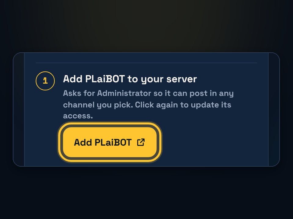 Step 1 with the Add PLaiBOT button
