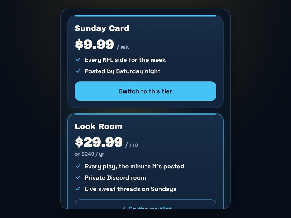 Capper tiers with prices