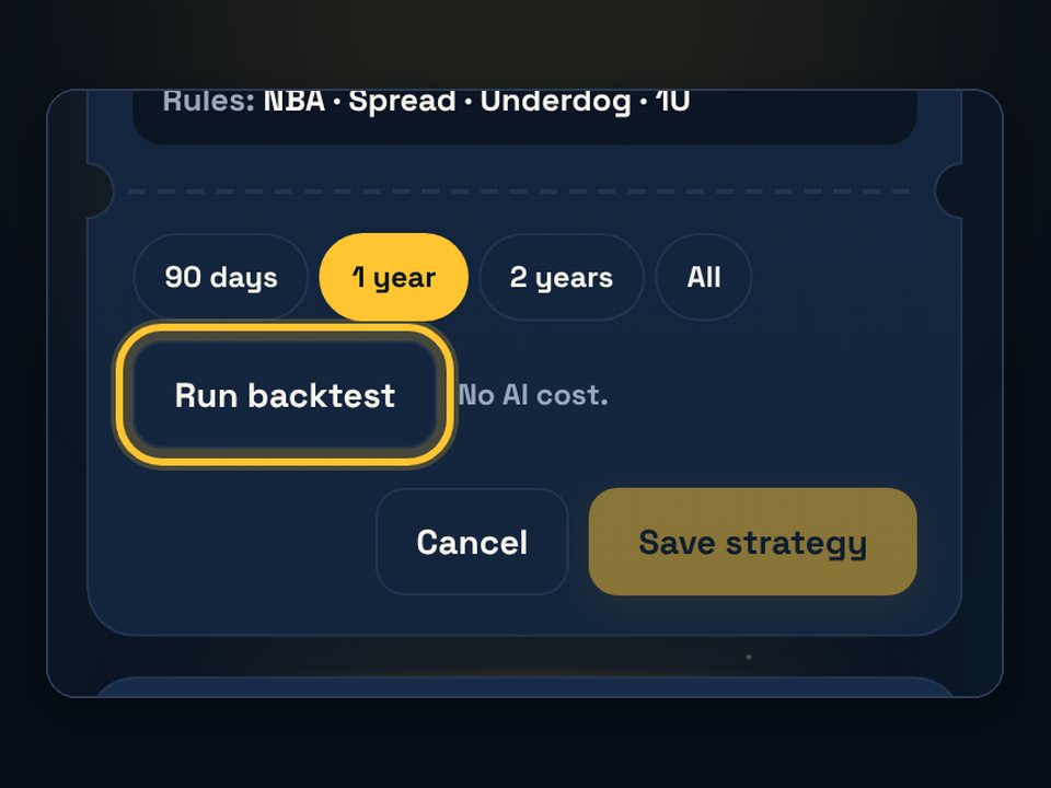 Range chips and the Run backtest button